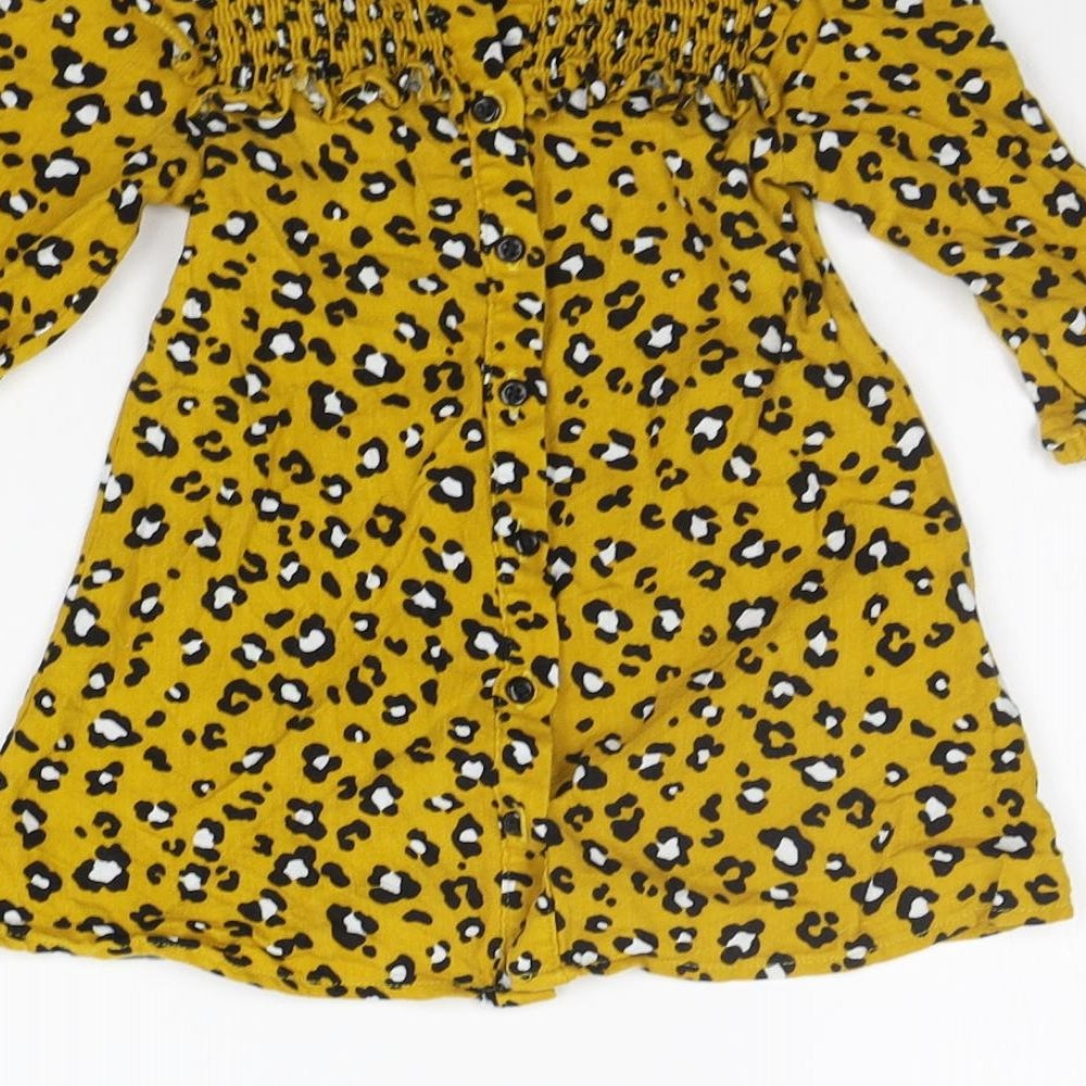 Matalan Girls Yellow Animal Print  A-Line  Size 12-18 Months