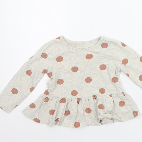 George Girls Grey Polka Dot  Basic T-Shirt Size 12-18 Months