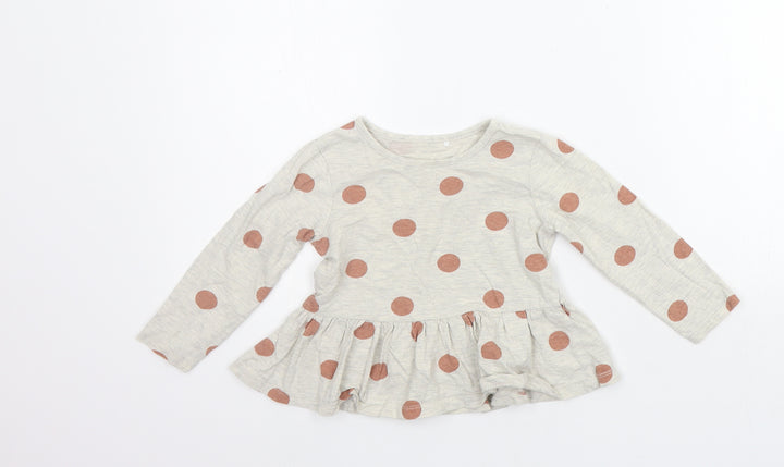 George Girls Grey Polka Dot  Basic T-Shirt Size 12-18 Months