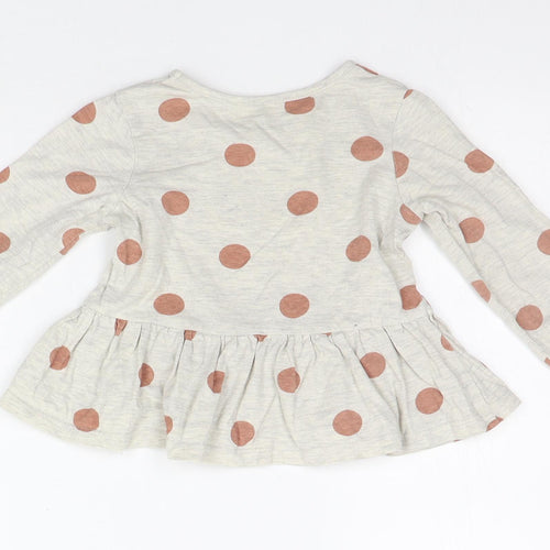 George Girls Grey Polka Dot  Basic T-Shirt Size 12-18 Months