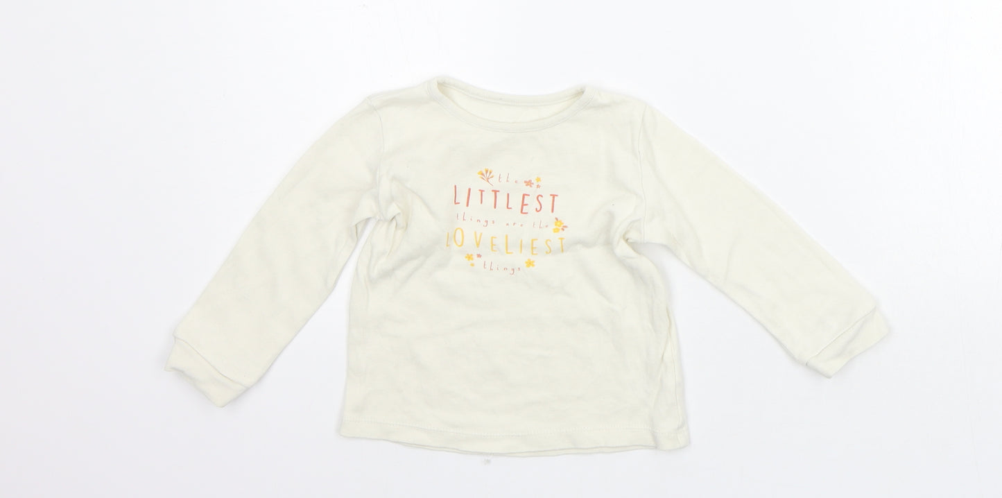 George Girls White   Basic T-Shirt Size 12-18 Months