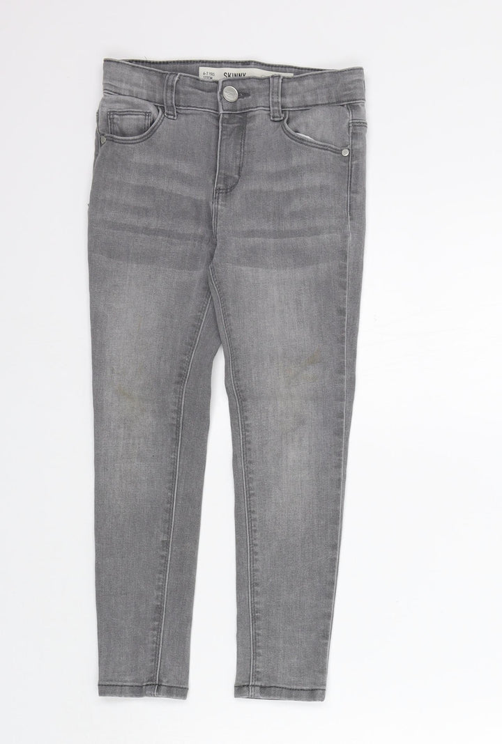 deniem co Girls Grey Straight Jeans Size 6-7 Years - washable mark