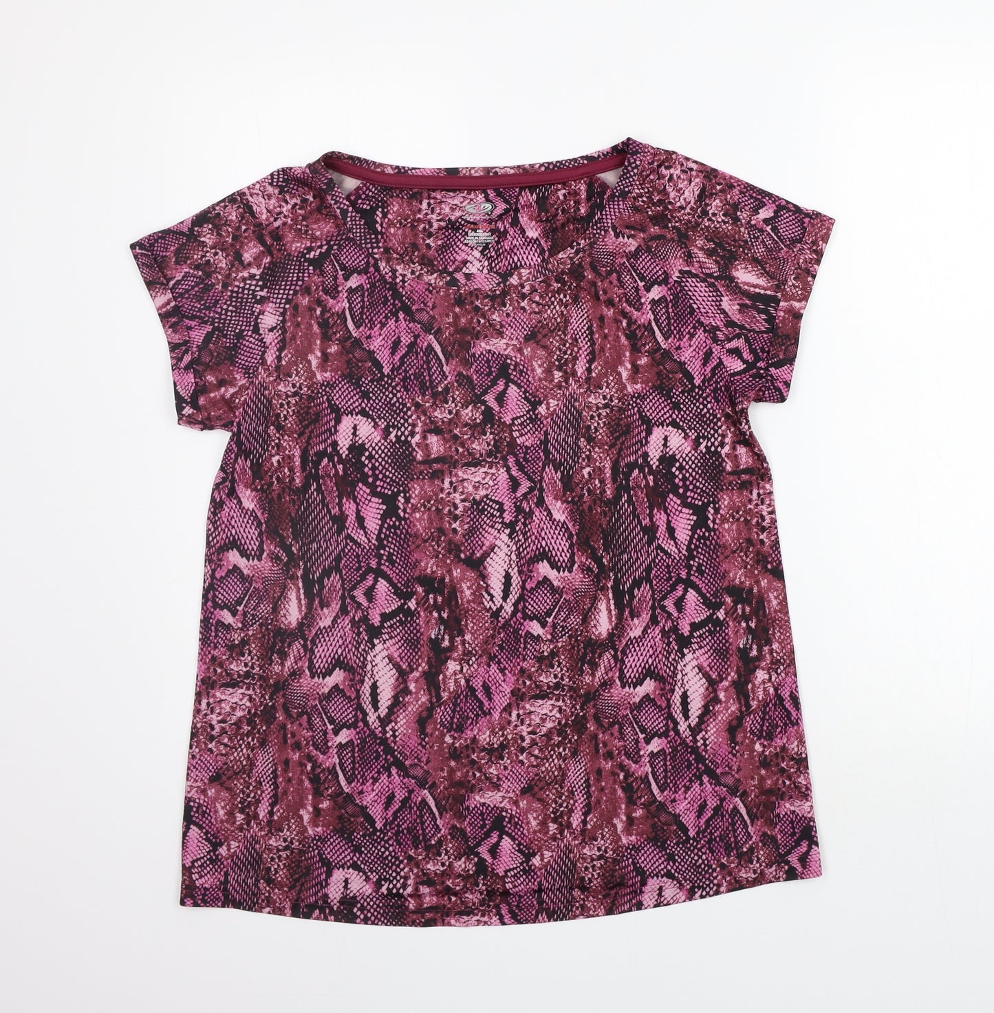 Athletic Works Womens Purple Animal Print  Basic T-Shirt Size S
