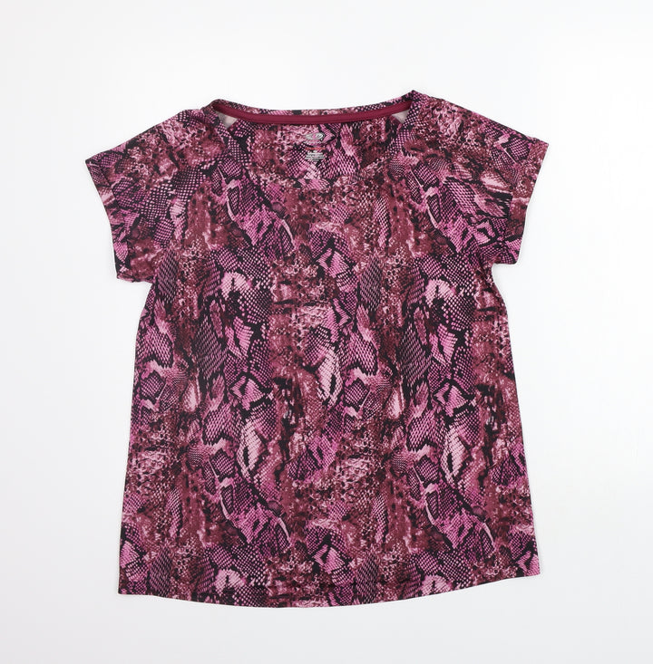 Athletic Works Womens Purple Animal Print Basic T-Shirt Size S
