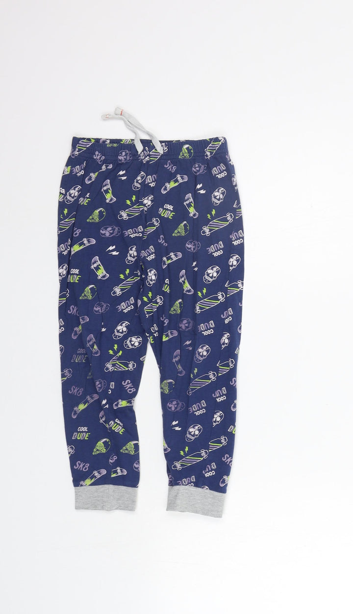 Matalan Girls Blue Geometric Top Pyjama Pants Size 5 Years
