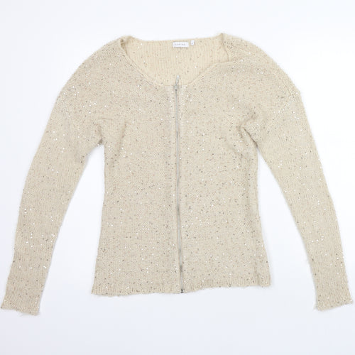 Coaster Womens Beige   Full Zip Jumper Size S