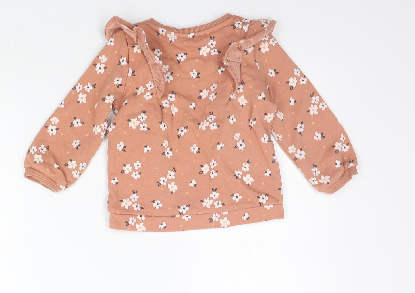 F&F Girls Orange Floral  Pullover Jumper Size 18-24 Months