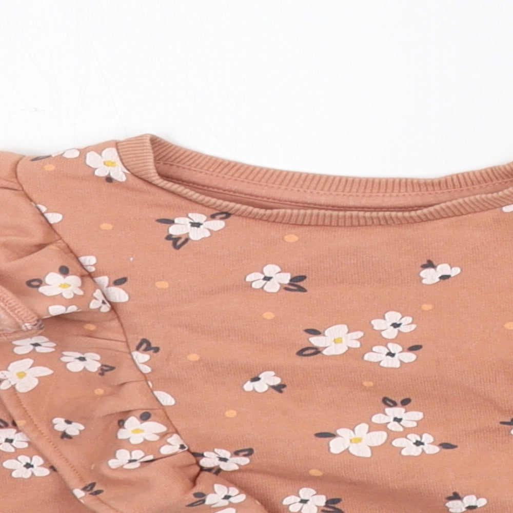 F&F Girls Orange Floral  Pullover Jumper Size 18-24 Months
