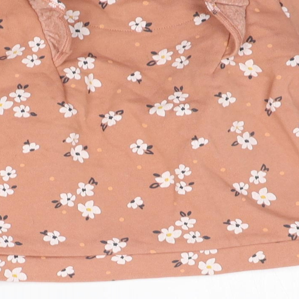 F&F Girls Orange Floral  Pullover Jumper Size 18-24 Months