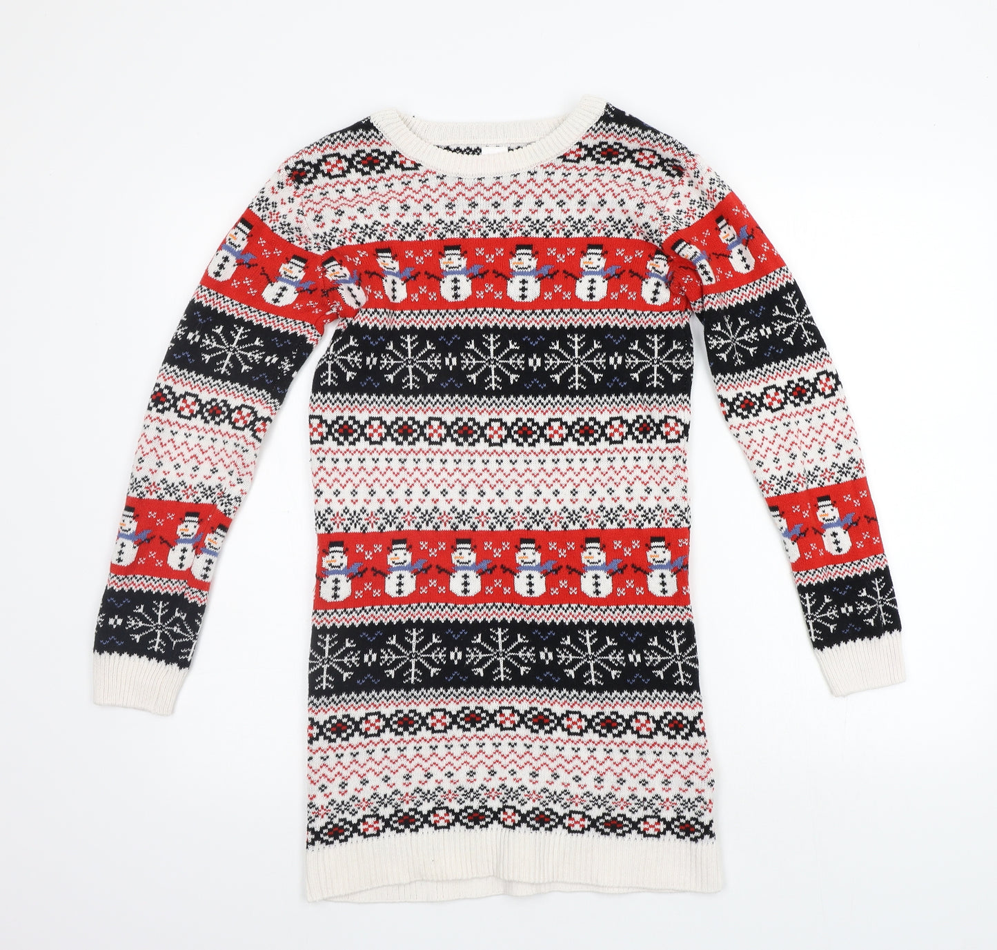NEXT Girls Red Geometric  Jumper Dress  Size 11 Years  - CHRISTMAS