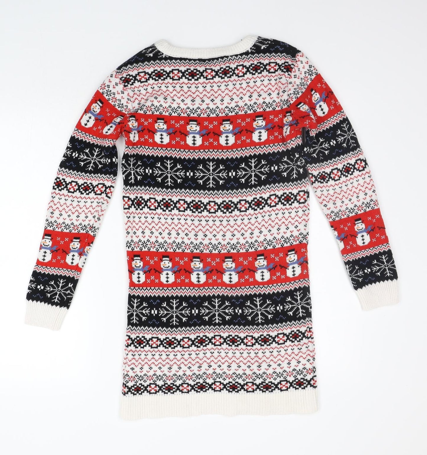 NEXT Girls Red Geometric  Jumper Dress  Size 11 Years  - CHRISTMAS