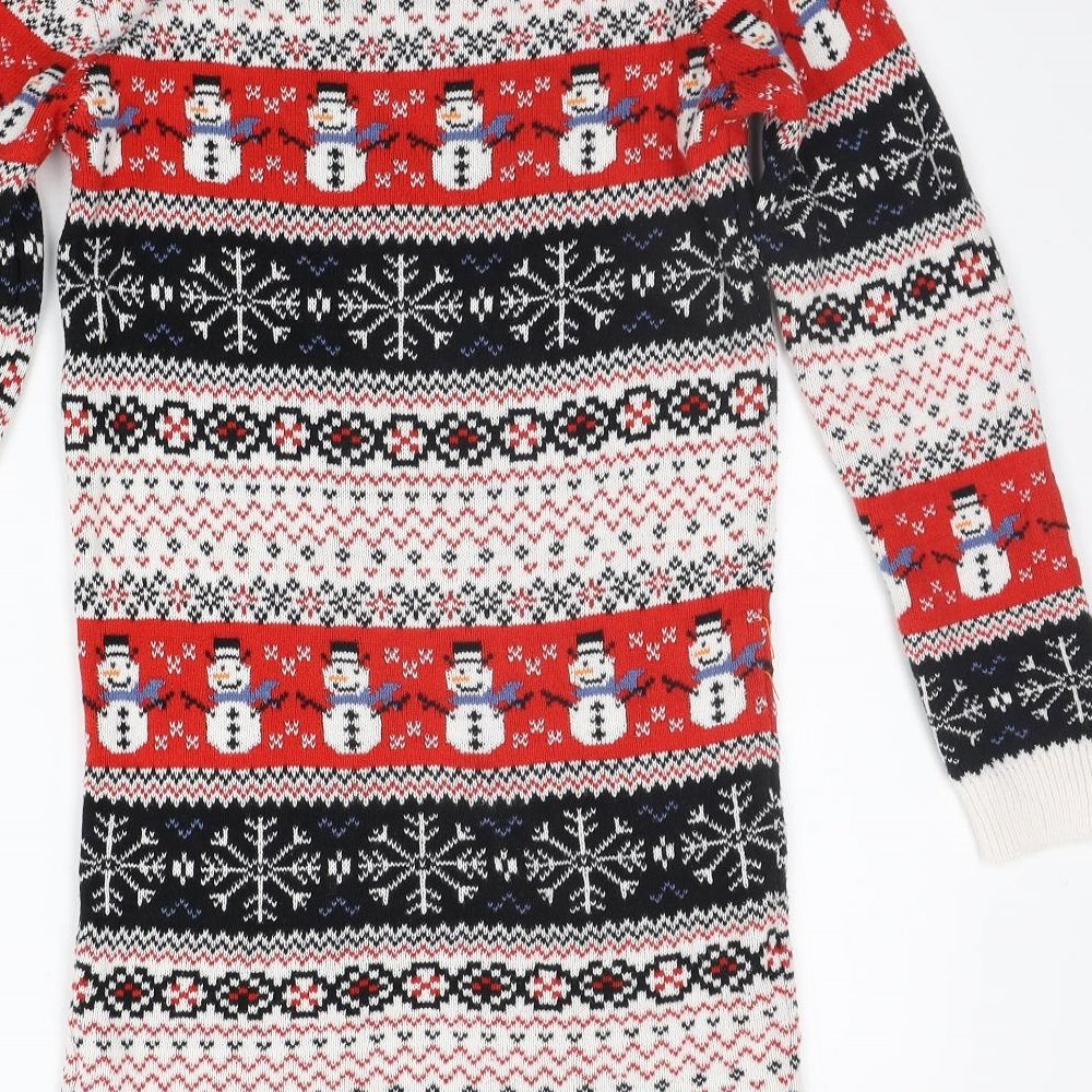 NEXT Girls Red Geometric  Jumper Dress  Size 11 Years  - CHRISTMAS