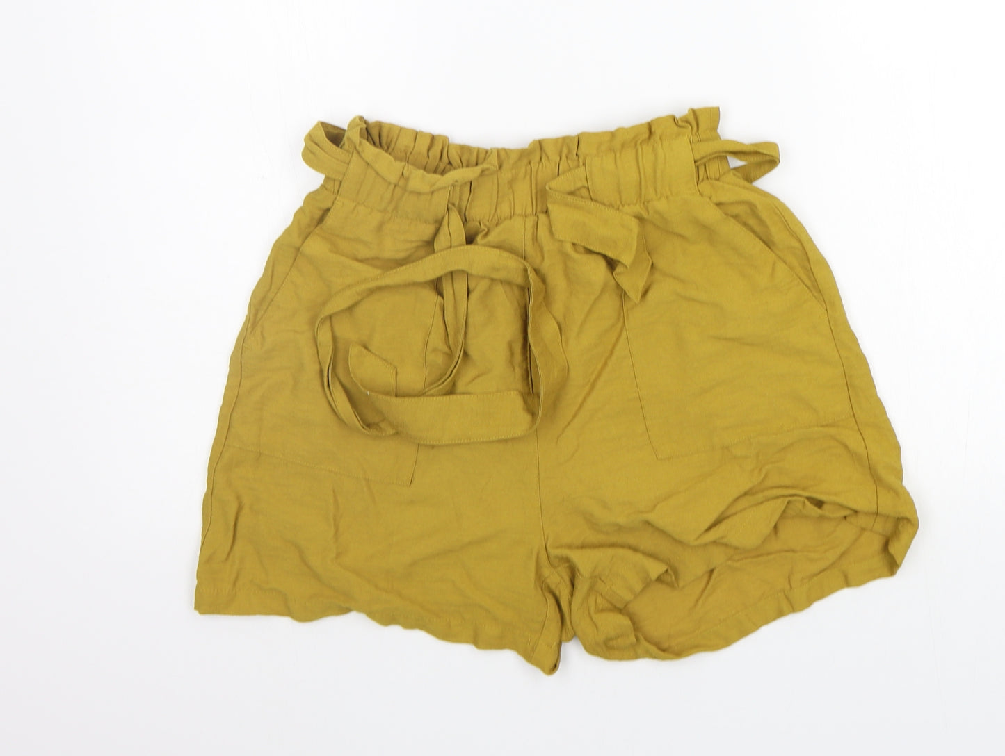 New Look Womens Yellow   Cut-Off Shorts Size 10 - BELTED
