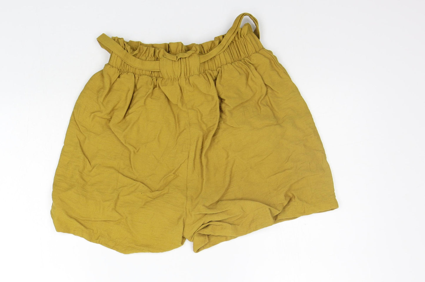 New Look Womens Yellow   Cut-Off Shorts Size 10 - BELTED