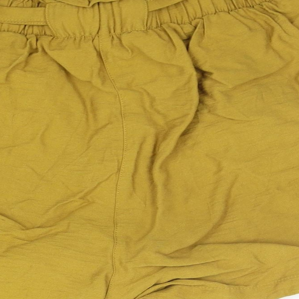 New Look Womens Yellow   Cut-Off Shorts Size 10 - BELTED