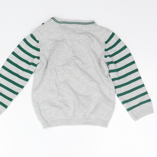 TU Girls Grey Striped  Pullover Jumper Size 12-18 Months  - FROG