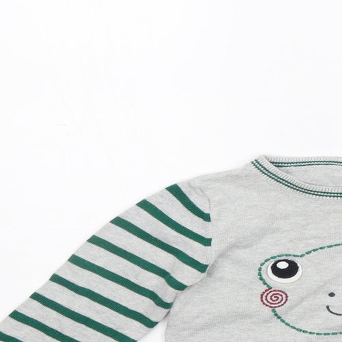 TU Girls Grey Striped  Pullover Jumper Size 12-18 Months  - FROG