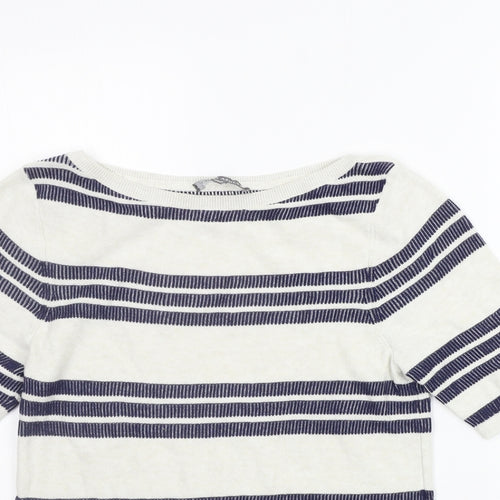 Laura Ashley Womens Beige Striped  Pullover Jumper Size 10