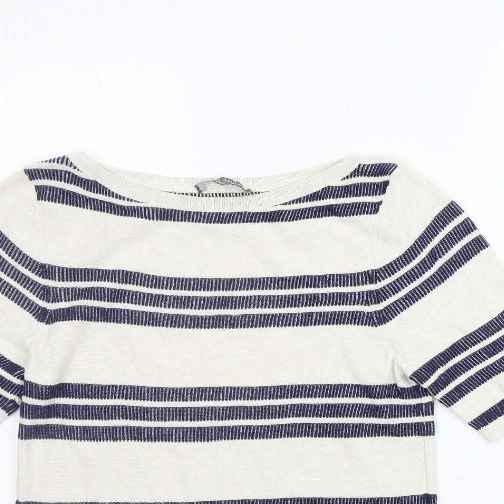 Laura Ashley Womens Beige Striped  Pullover Jumper Size 10