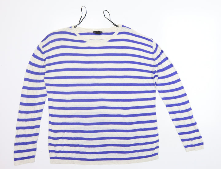 H&M Womens Blue Striped  Pullover Jumper Size M