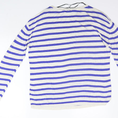 H&M Womens Blue Striped  Pullover Jumper Size M
