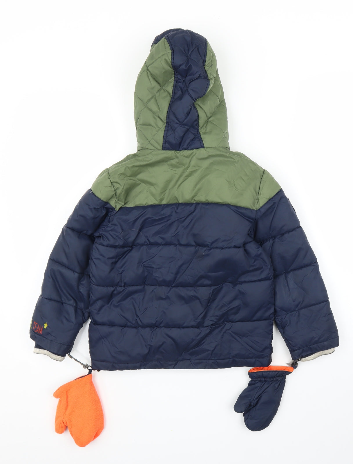 George Boys Blue   Puffer Jacket Coat Size 4-5 Years  - Gloves included