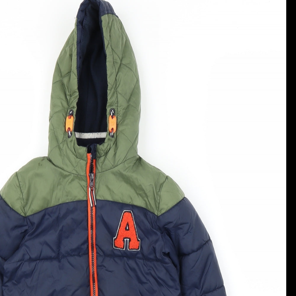 George Boys Blue   Puffer Jacket Coat Size 4-5 Years  - Gloves included