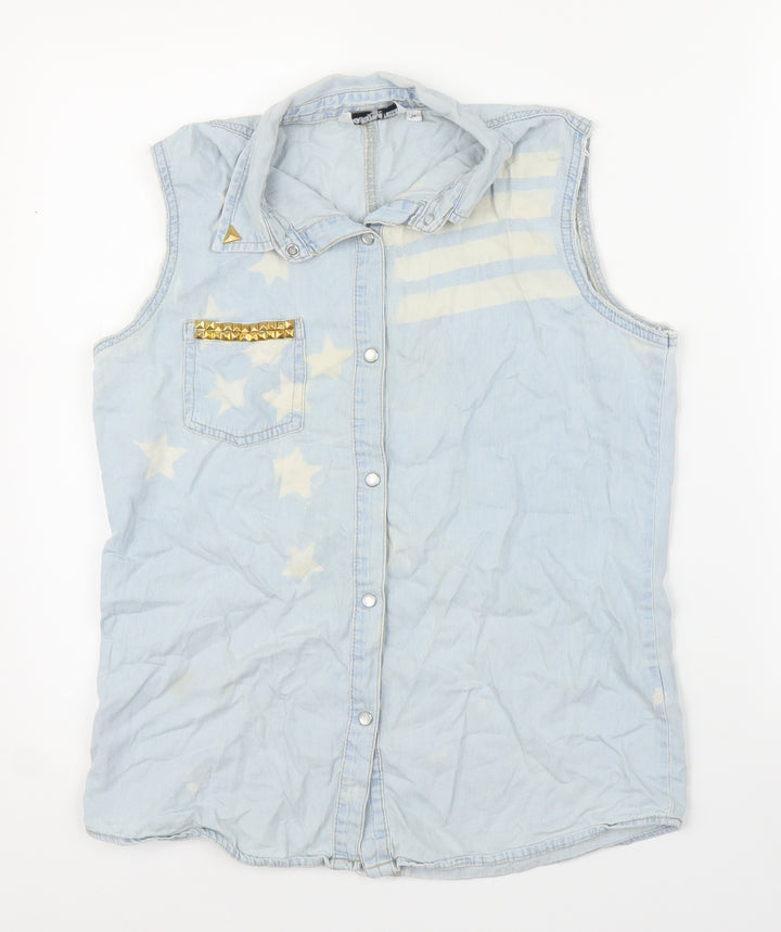 New Look Girls Blue Denim Basic Blouse Size 14 Years