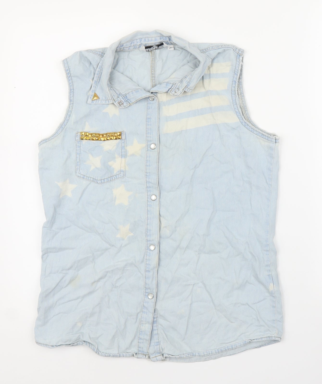 New Look Girls Blue  Denim Basic Blouse Size 14 Years
