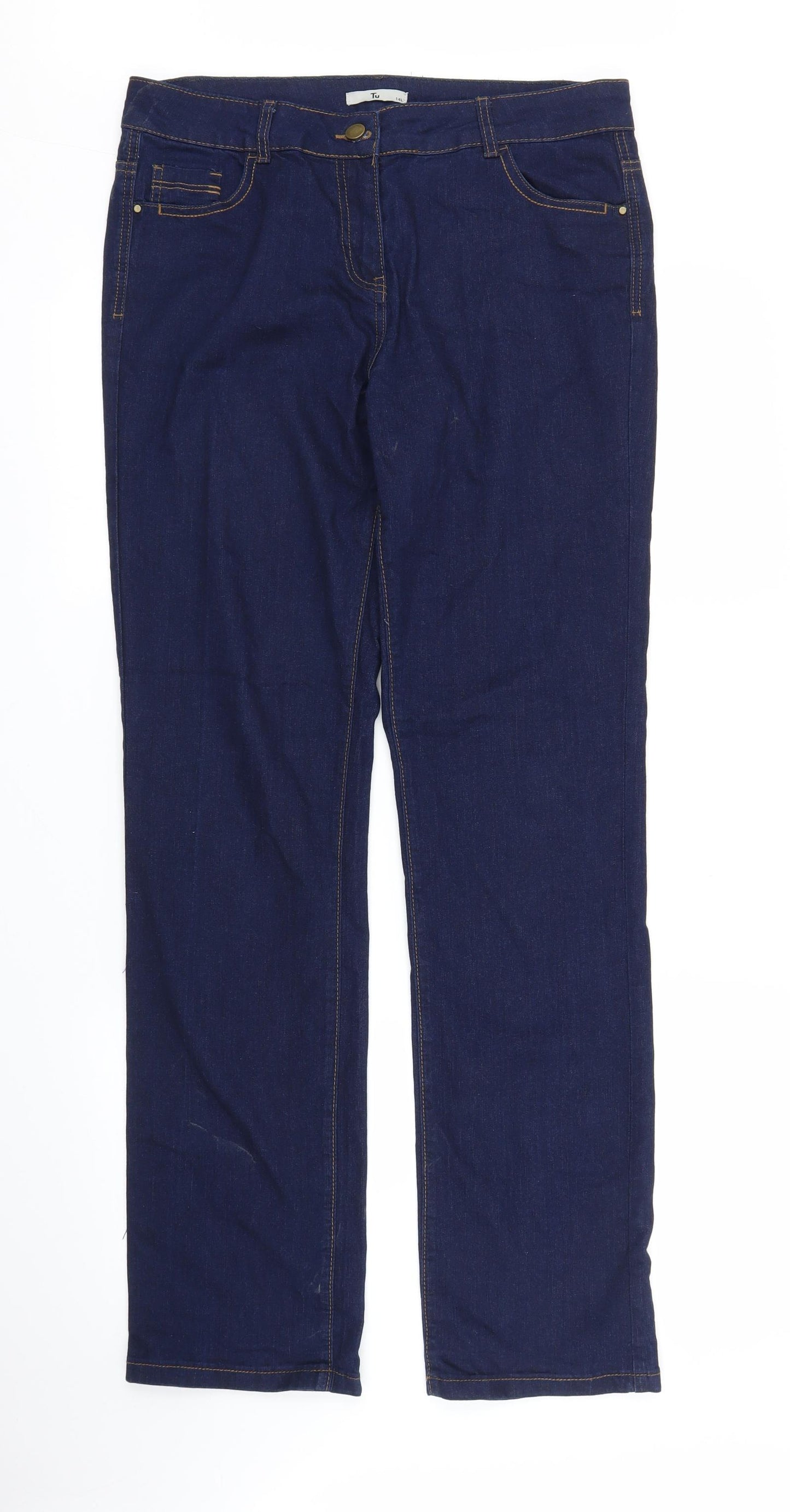 TU Womens Blue  Denim Bootcut Jeans Size 14 L31 in