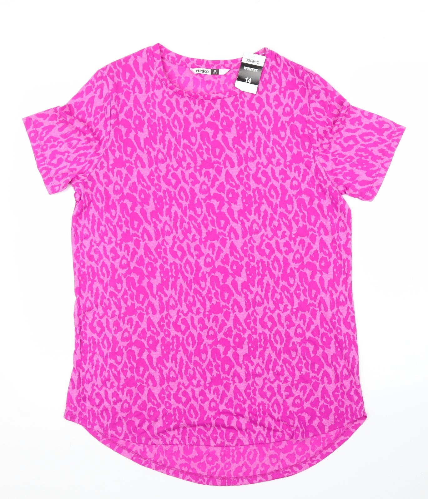 Pep&Co Womens Pink Animal Print  Tunic Blouse Size 14  - Leopard print