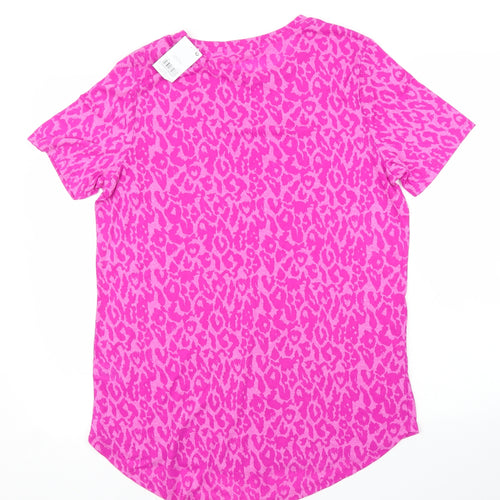 Pep&Co Womens Pink Animal Print  Tunic Blouse Size 14  - Leopard print