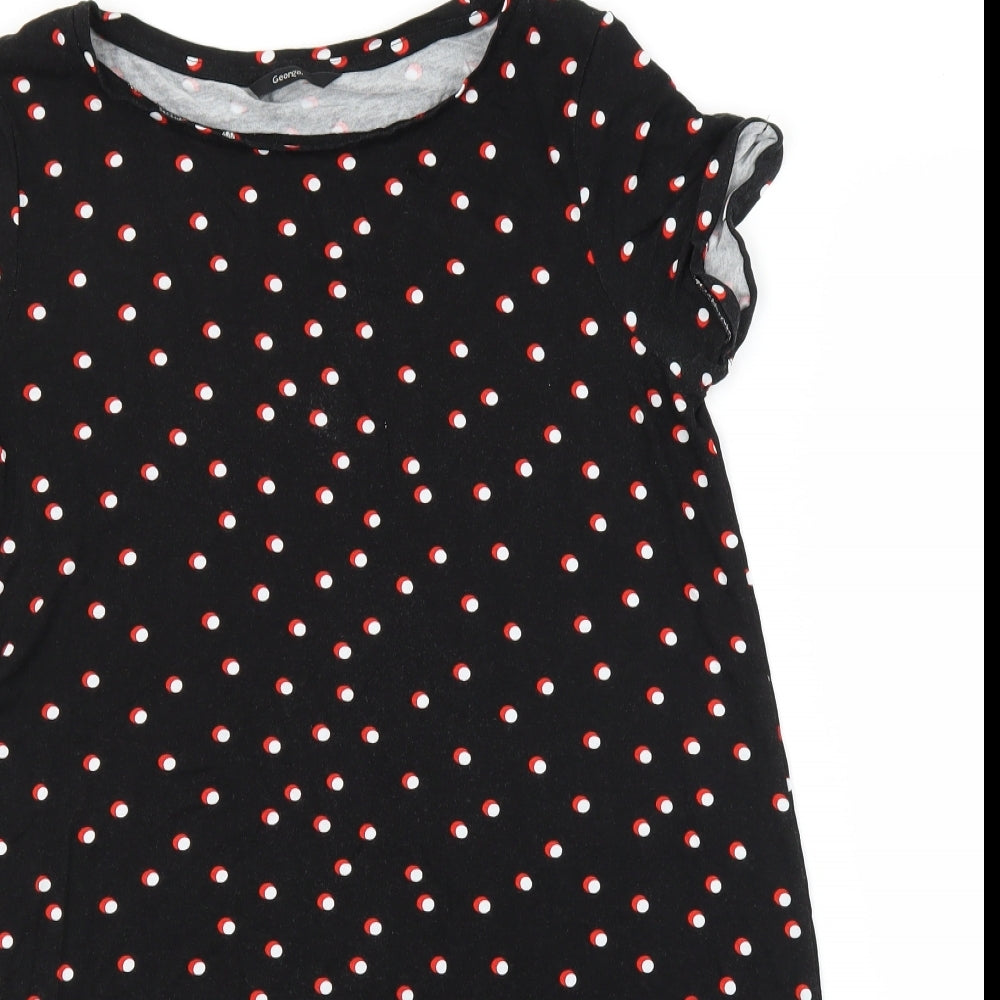 George Womens Black Polka Dot  Tunic T-Shirt Size 12