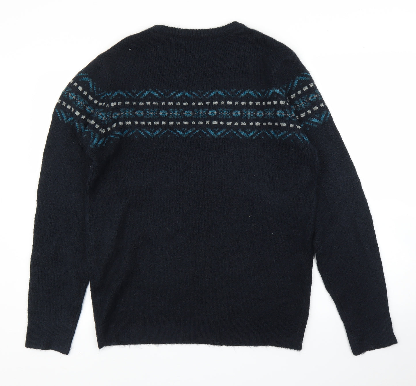 TU Mens Blue Fair Isle  Pullover Jumper Size L