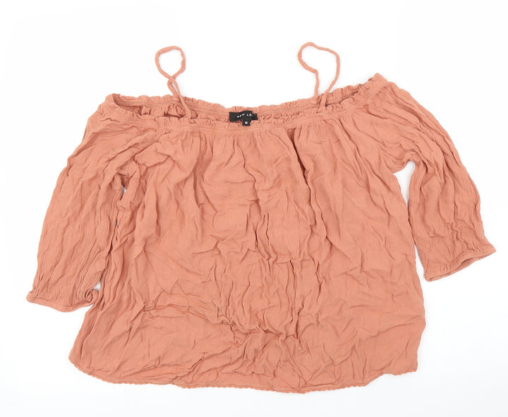 New Look Womens Orange Basic Blouse Size 10