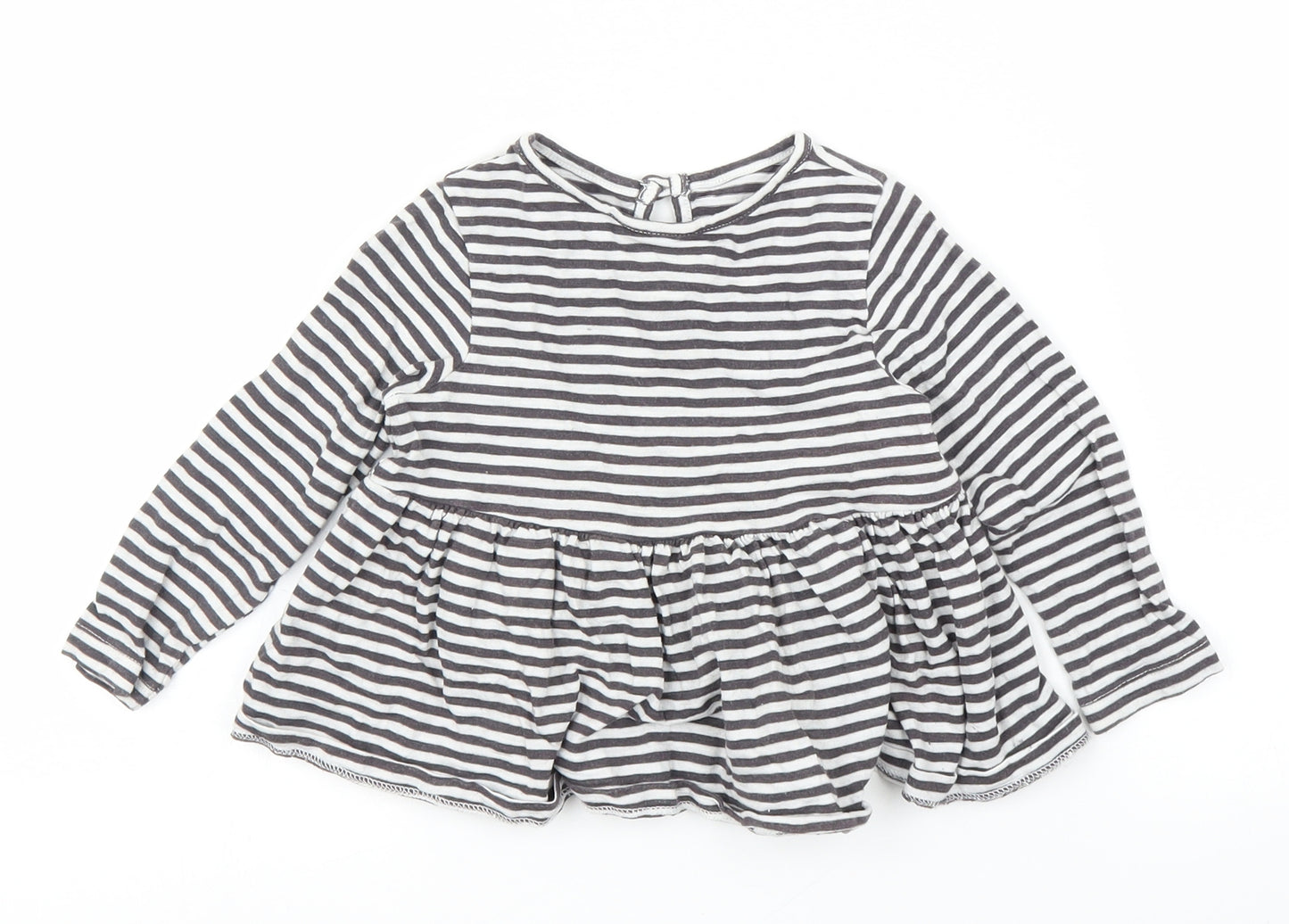 F&F Girls White Striped  Basic T-Shirt Size 12-18 Months
