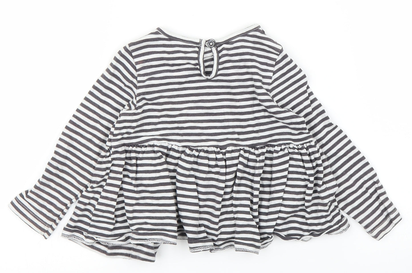 F&F Girls White Striped  Basic T-Shirt Size 12-18 Months