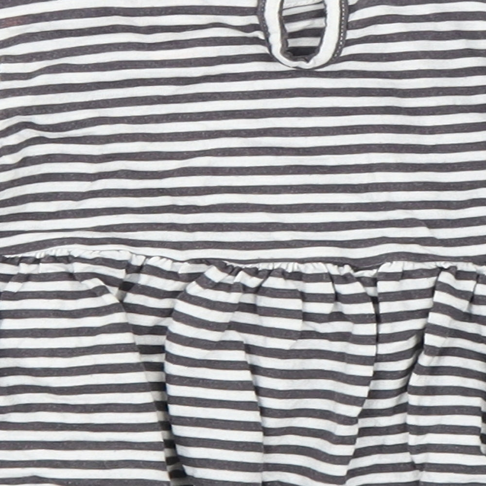 F&F Girls White Striped  Basic T-Shirt Size 12-18 Months