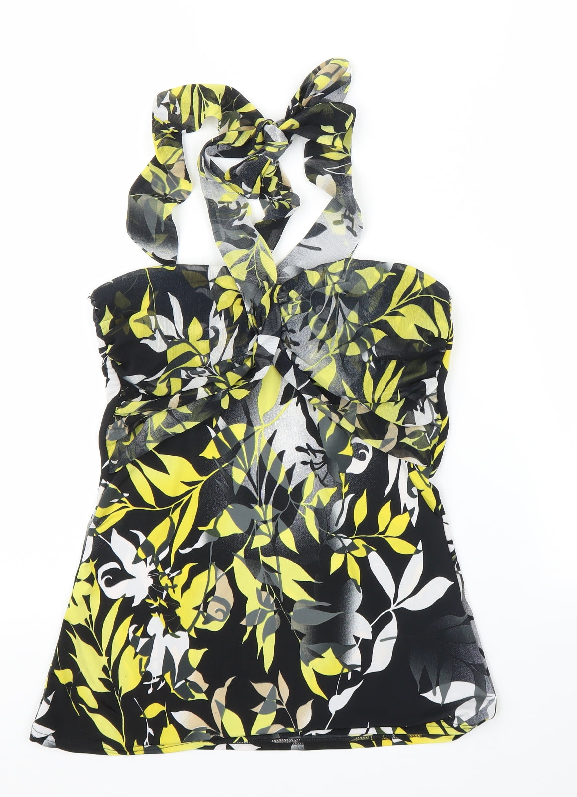 Preworn Womens Black Floral  Basic Blouse Size 10