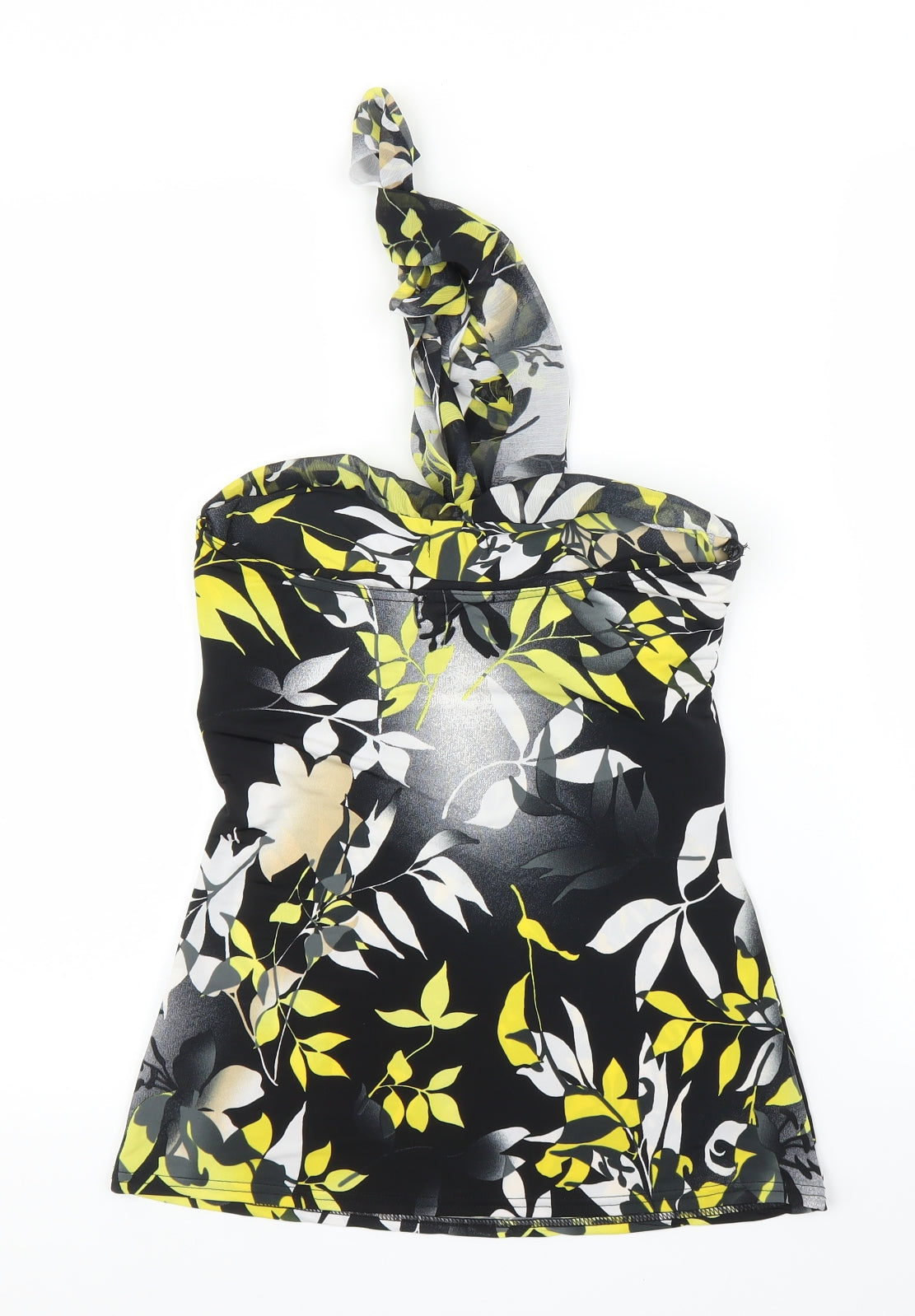 Preworn Womens Black Floral  Basic Blouse Size 10