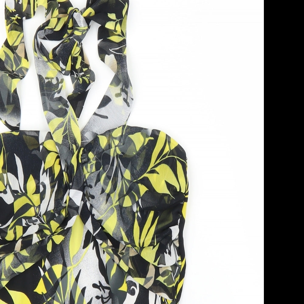 Preworn Womens Black Floral  Basic Blouse Size 10