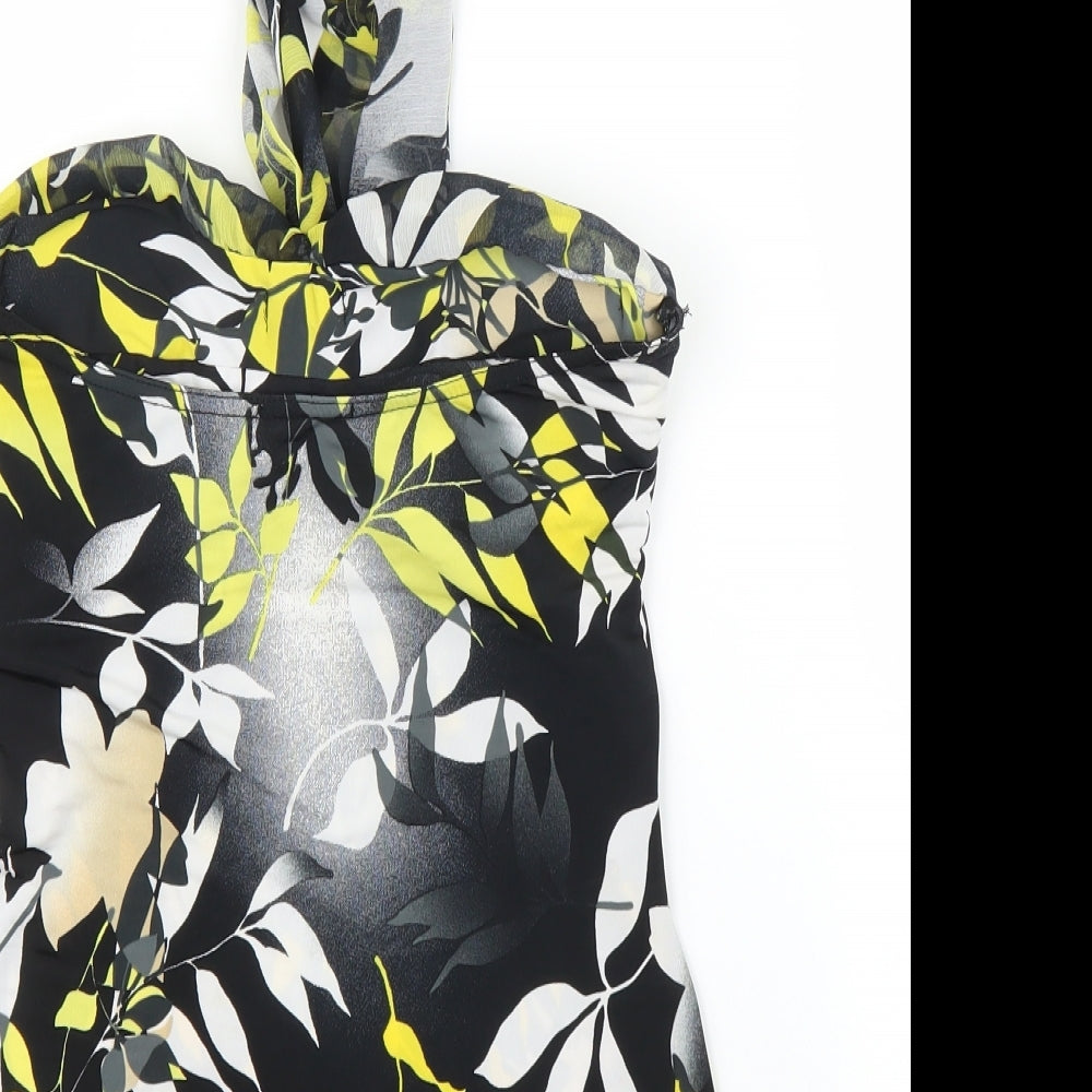 Preworn Womens Black Floral  Basic Blouse Size 10