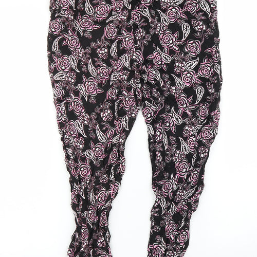Select Womens Black Floral  Bloomer Trousers Size 10 L25 in