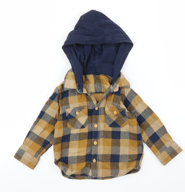 Matalan Boys Beige Check  Basic Button-Up Size 2 Years