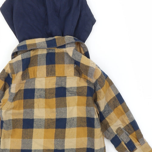 Matalan Boys Beige Check  Basic Button-Up Size 2 Years