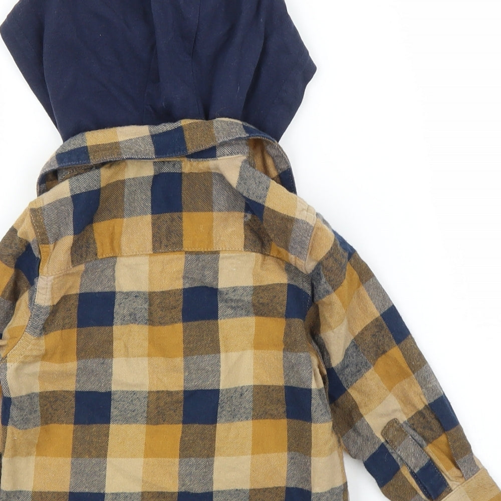 Matalan Boys Beige Check  Basic Button-Up Size 2 Years