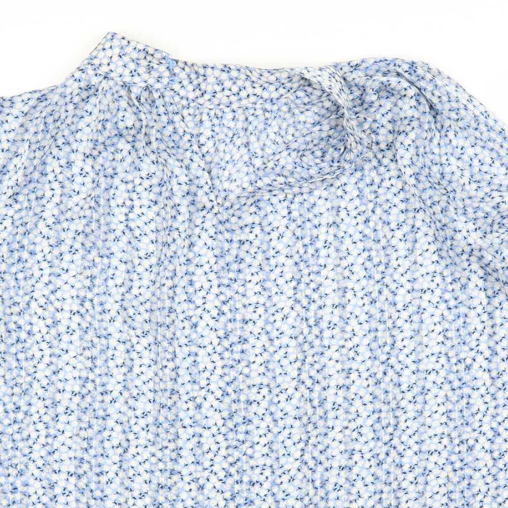 H&M Womens Blue Floral  Basic Blouse Size S