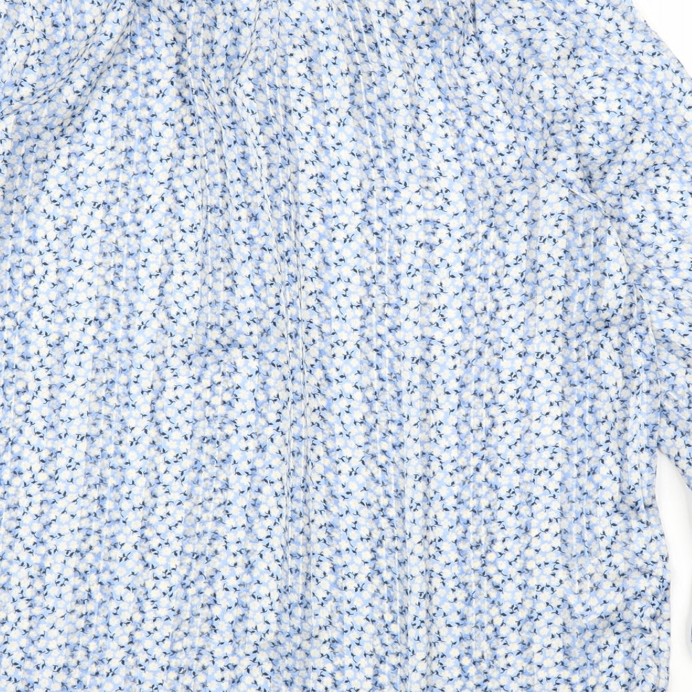 H&M Womens Blue Floral  Basic Blouse Size S