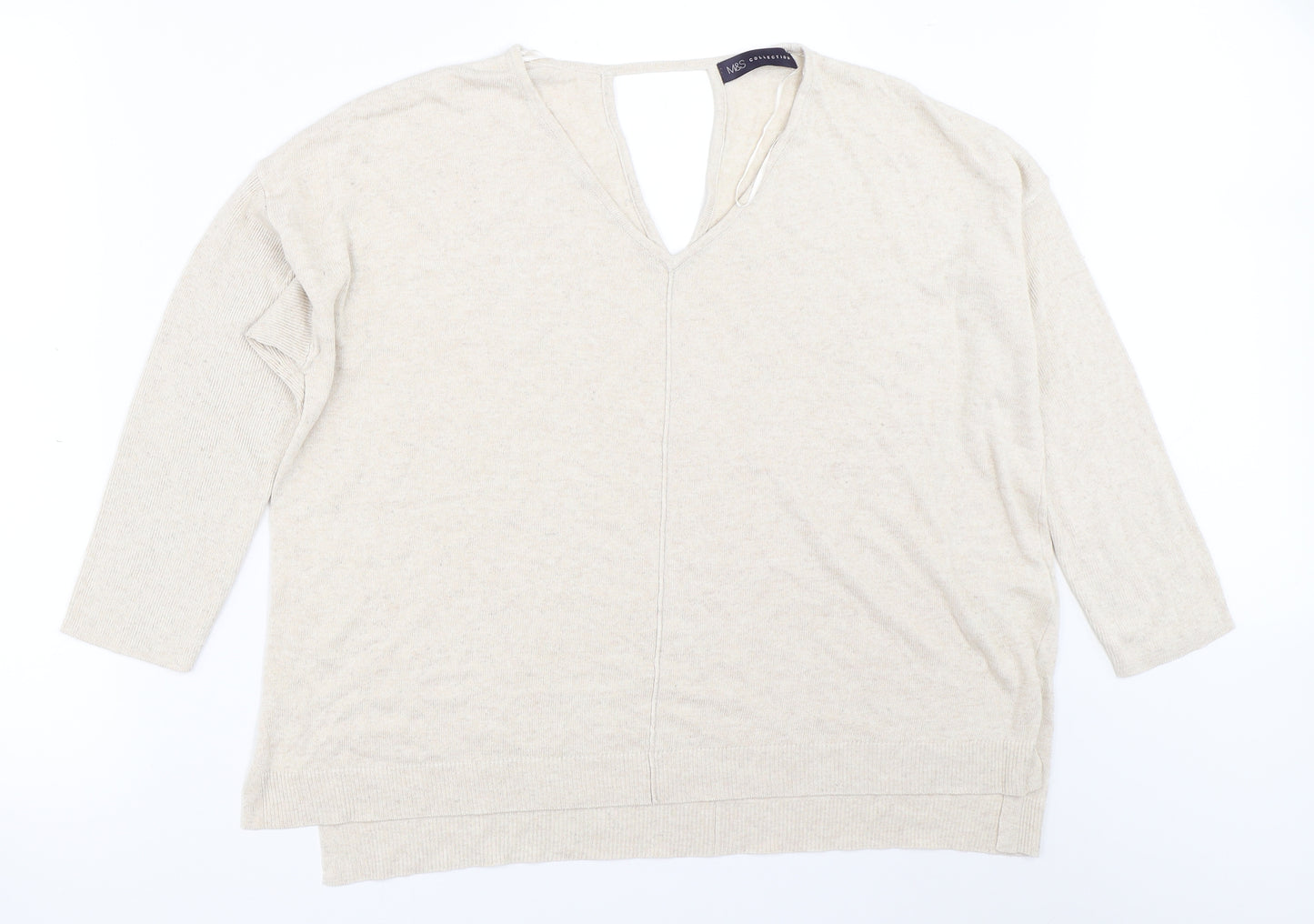Marks and Spencer Womens Beige   Pullover Jumper Size 16