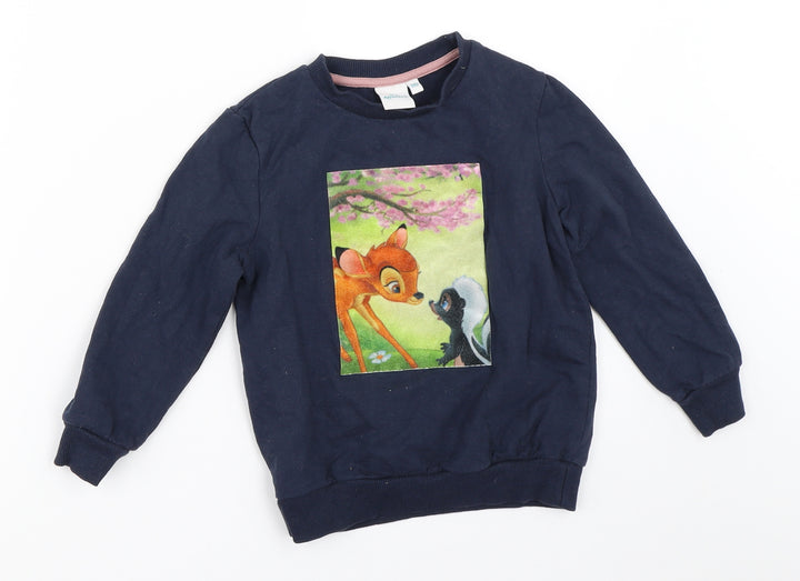Disney Girls Blue Pullover Sweatshirt Size 5 Years - bambi